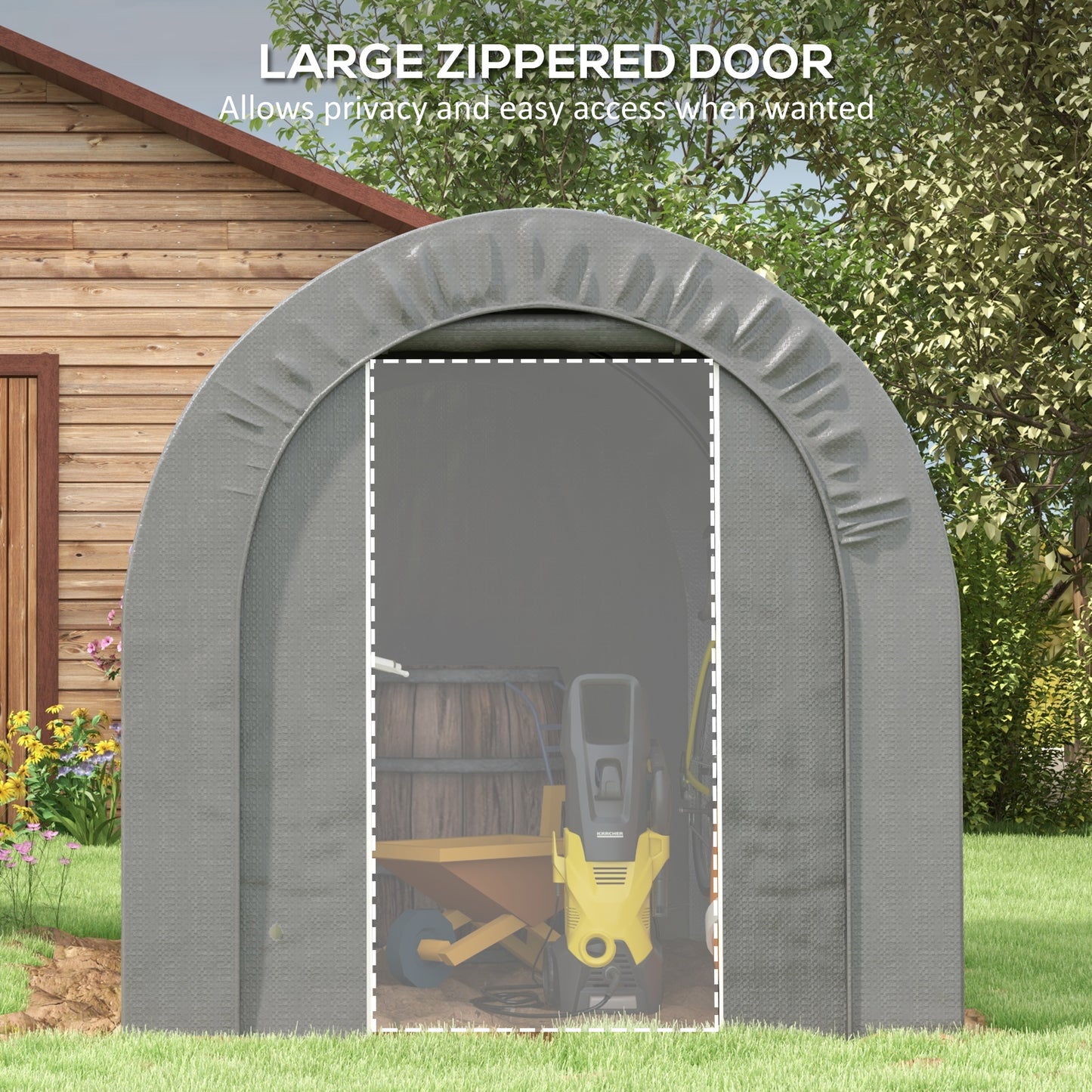 Galvanized Metal 6 x 8 Outdoor Storage Tent, Heavy Duty and Waterproof Portable Shed, for Bike, Motorcycle, Tools