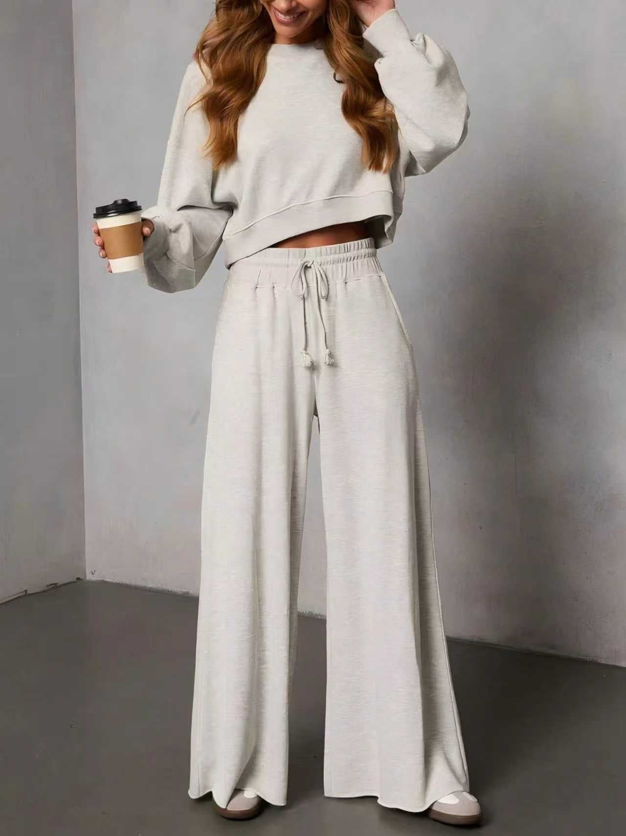 2026 New Summer Women's Solid Color Tie Loose Wide Leg Draped Pants