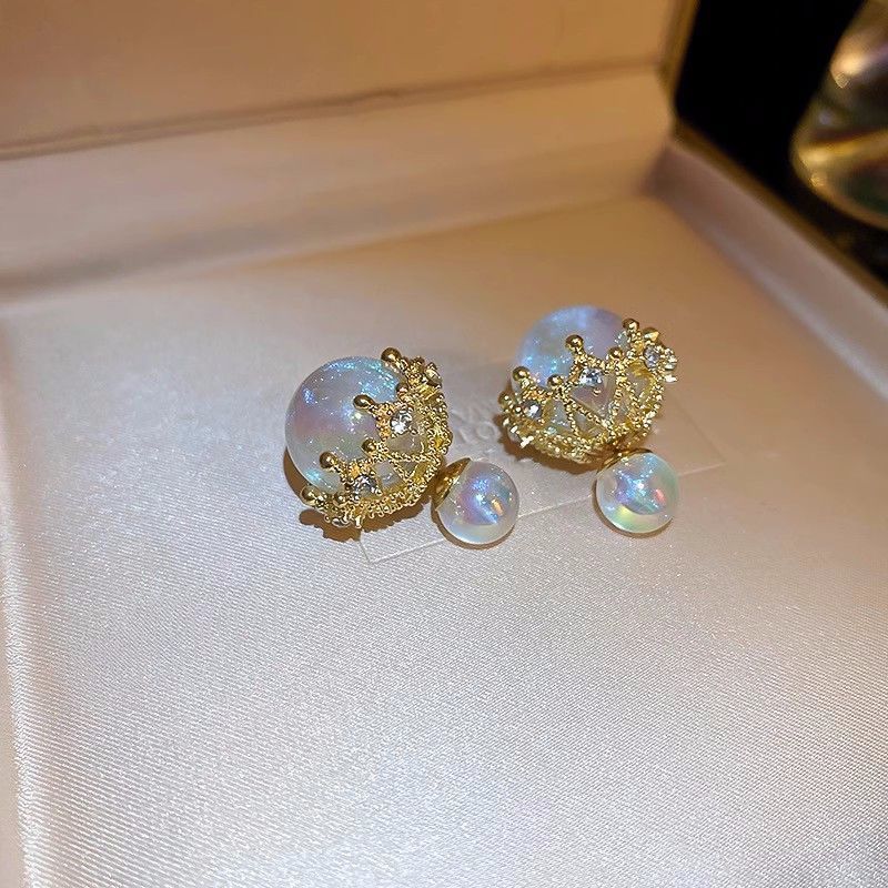 Mermaid Glow Pearl Double-Sided Wear Earrings, Fashion Light Luxury Studs, Elegant Versatile Ladies Ear Jewelry