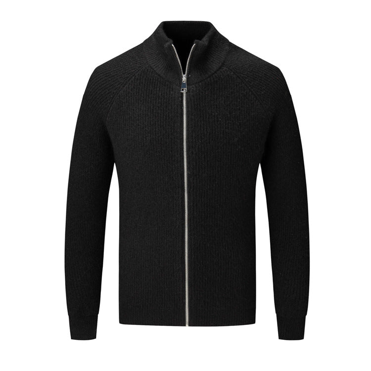 Men's Korean-style Stand-collar Sweater Casual Handsome Slim Knit Cardigan Jacket