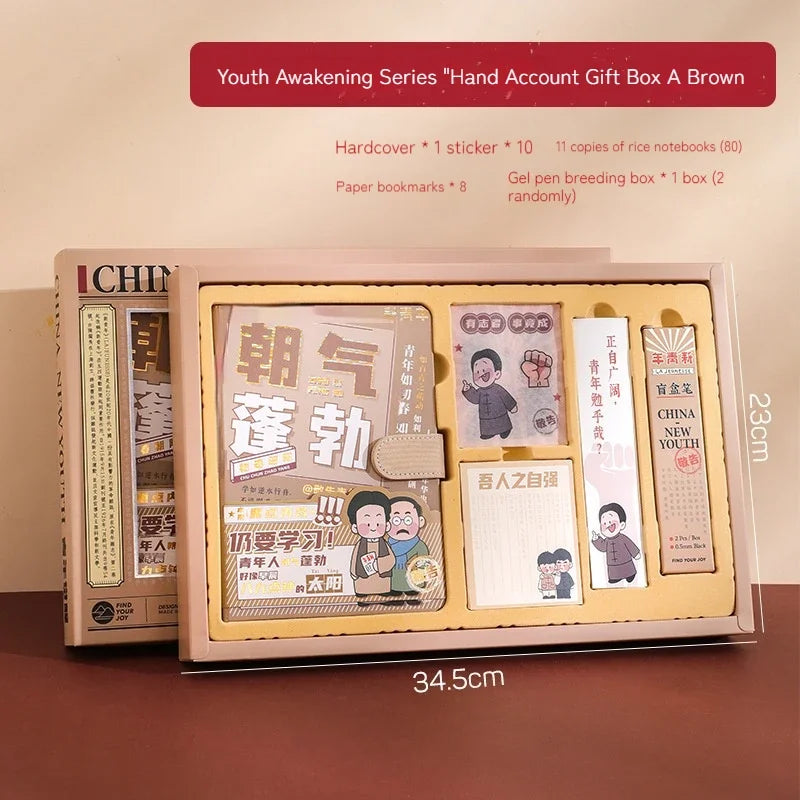 Handbook Set Gift Box Cute Girl Handbook Korean High Beauty Stationery Diary Office Supplies Cuadernos Gift Student Stationery