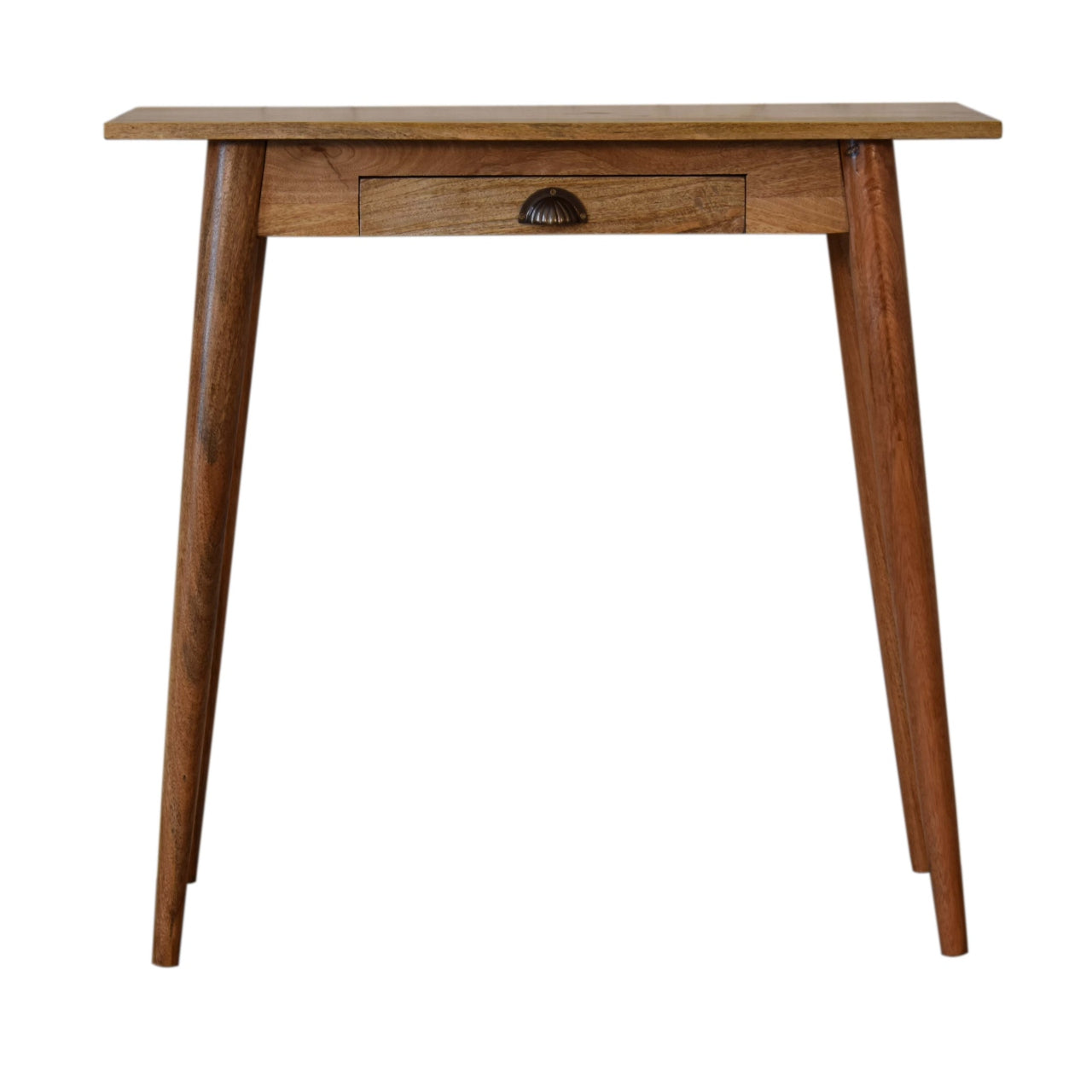 Solid Wood Mini Nordic Style Writing Desk, 1 Drawer, Brown