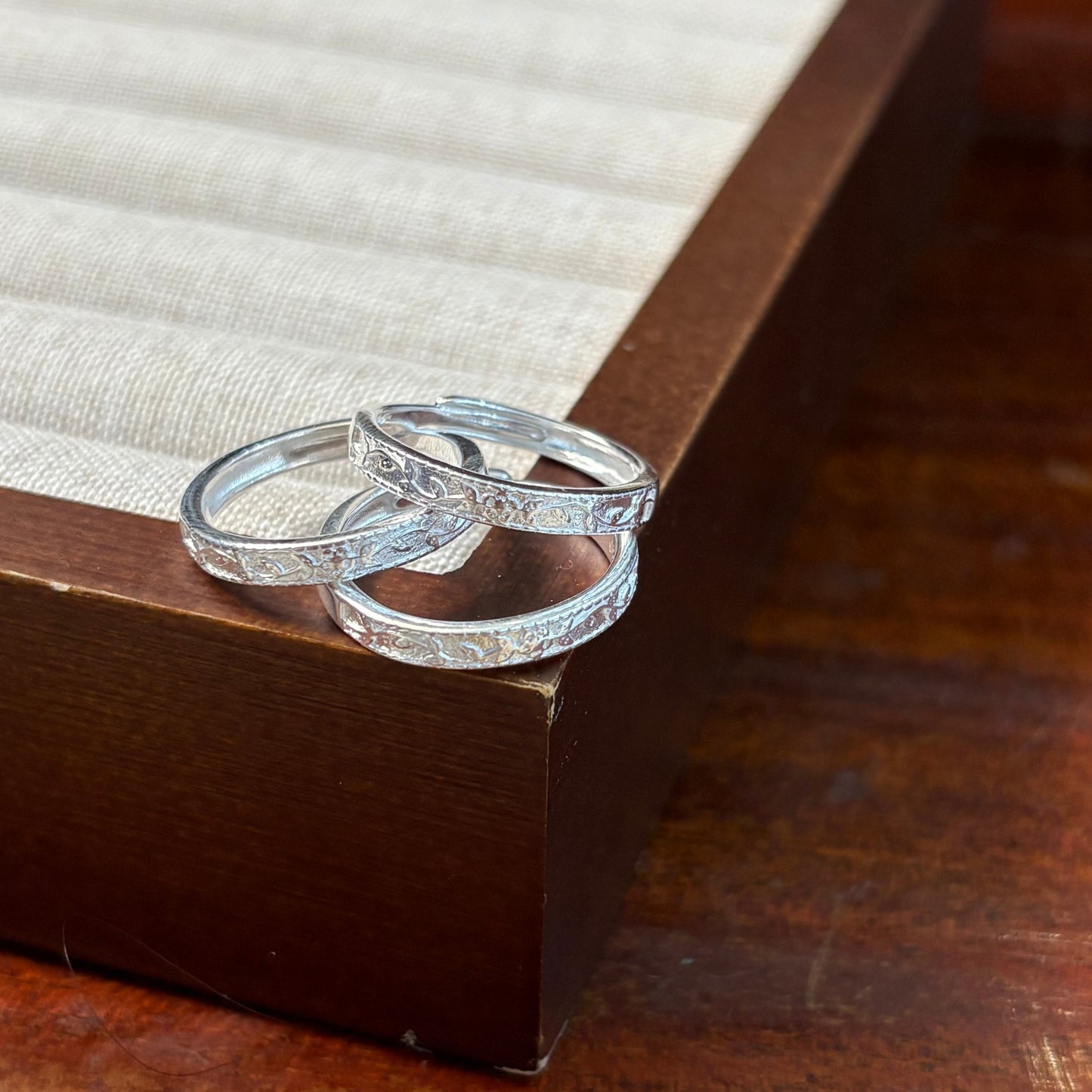 1pc 999 Sterling Silver Engraved Scrollwork Band Ring, Retro & Traditional Chinese Style, Perfect For Daily, Dating & Gifting, Ideal Valentine's Gift