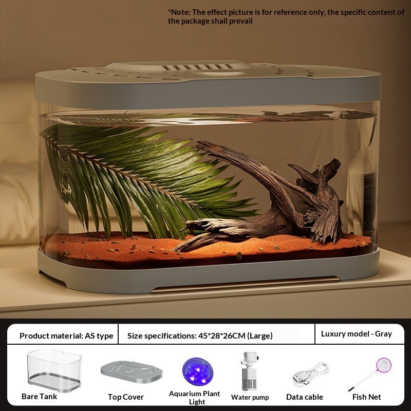 Transparent Plastic Fish Tank Aquarium Terrarium Decoration Office Ornamental Tank Pet Supplies