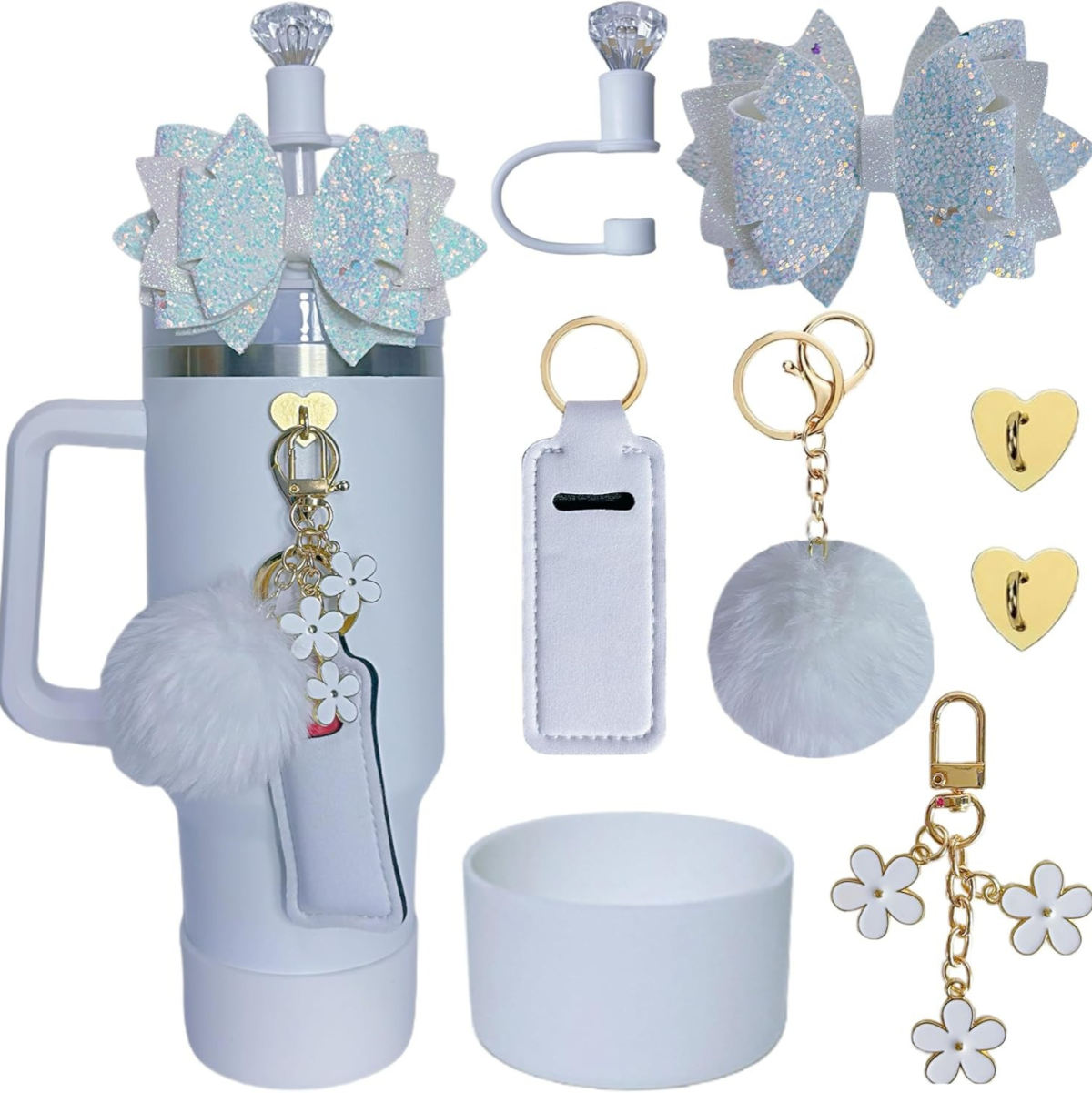 Glitter Bow Decoration Accessories 8-piece Set