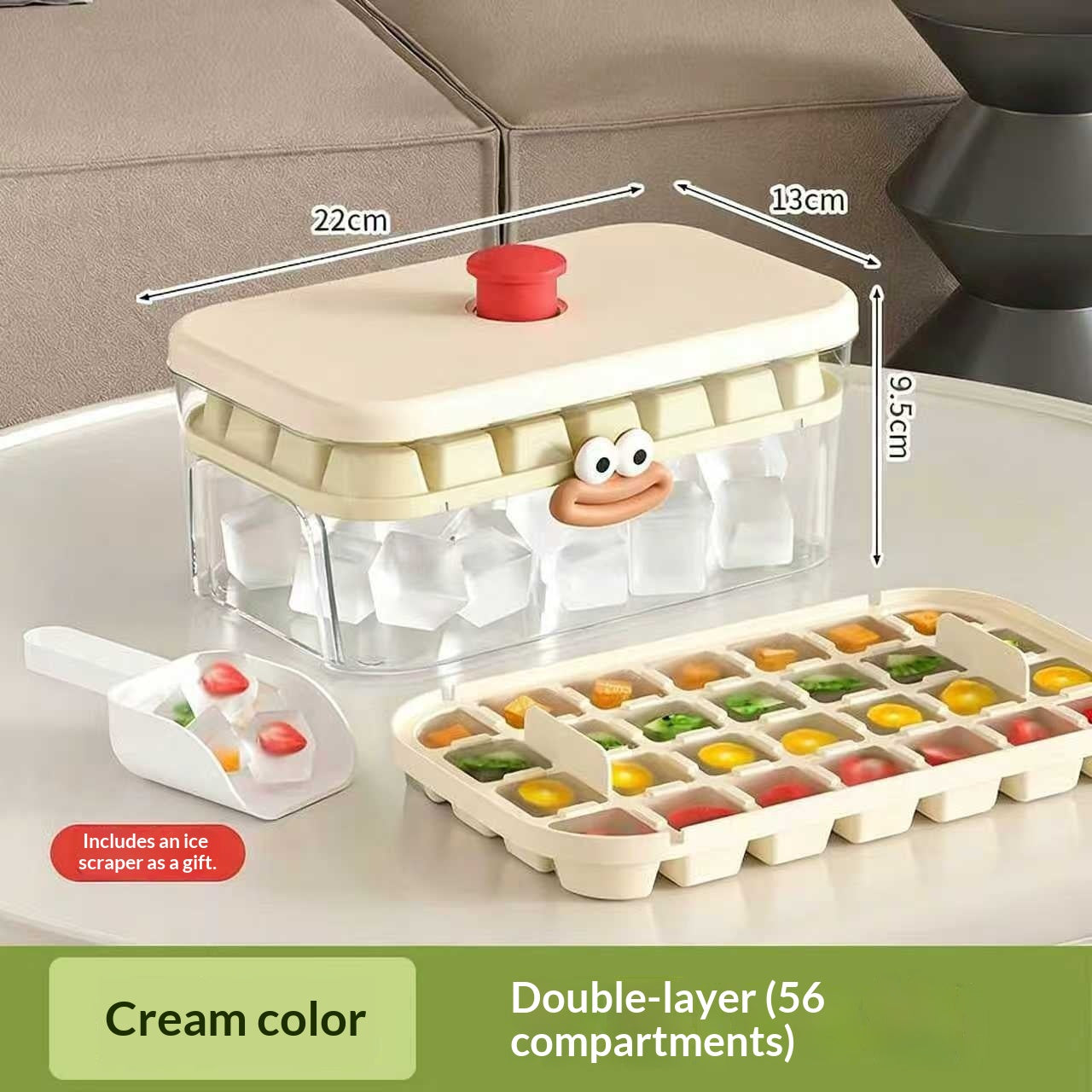 Household Food-Grade Double-Layer Press-Style Large-Capacity Ice Cube Tray With Lid