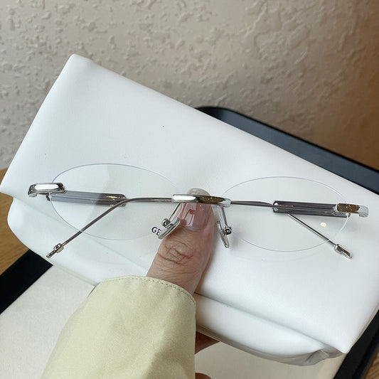 No-makeup Look Rimless Oval Plain Glasses For Women