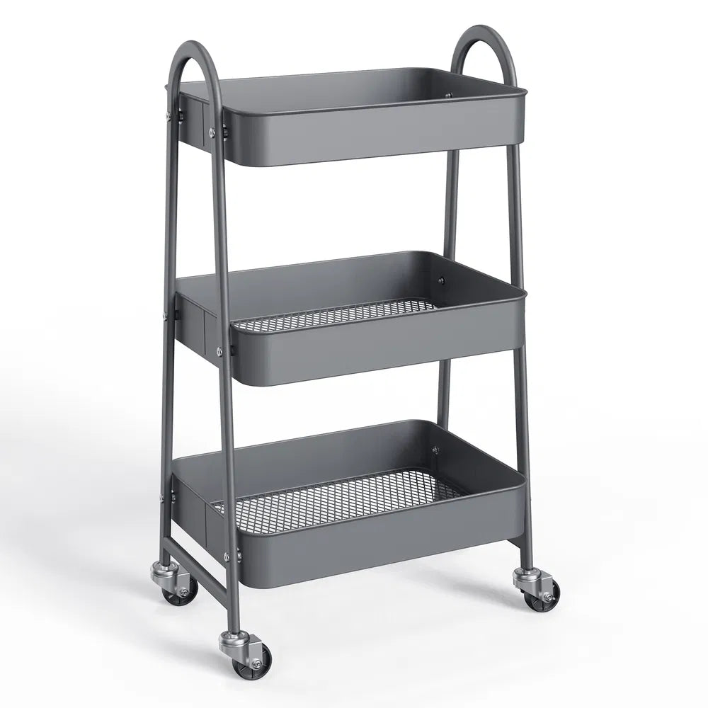 3-4-layer Practical Mobile Trolley, Metal Movable Storage Rack, With Lockable Casters