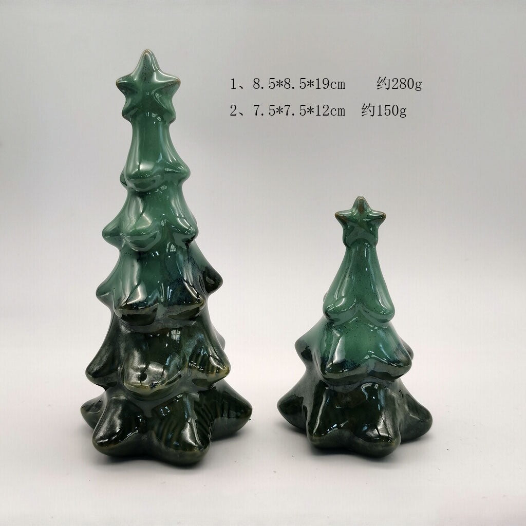 European-style Ceramic Christmas Tree Ornament Home Decor Item