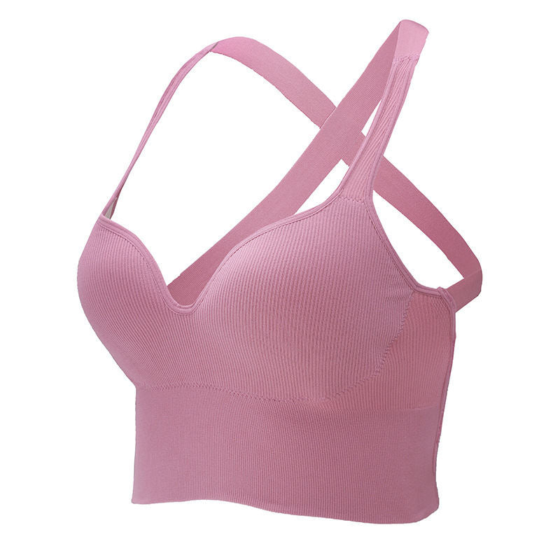 Sports Underwear Women's Summer Shockproof High Strength One-piece Vest Running Yoga Fitness Fixed Cup Bra