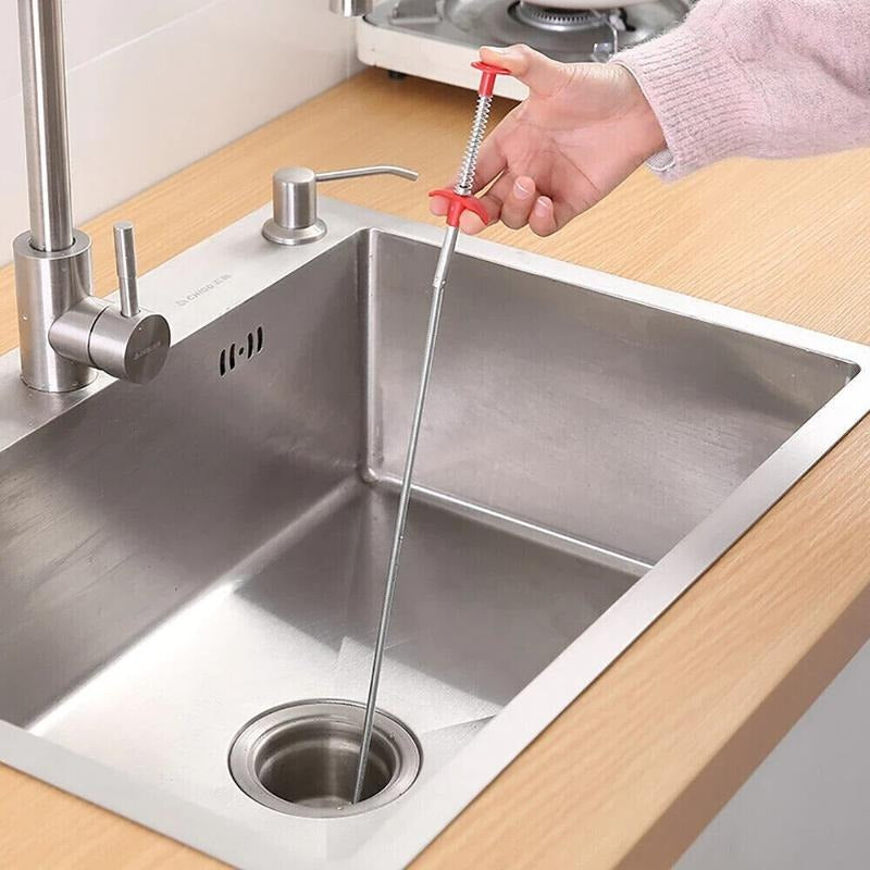 Drain Cleaner Spring Pipe Sticks Clog Remover Sewer Dredging Kitchen Sink Tools--160cm