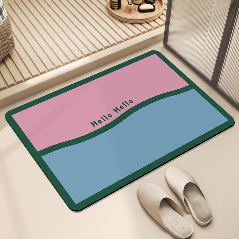 Modern Minimalist Color-block Diatomaceous Earth Bath Mat
