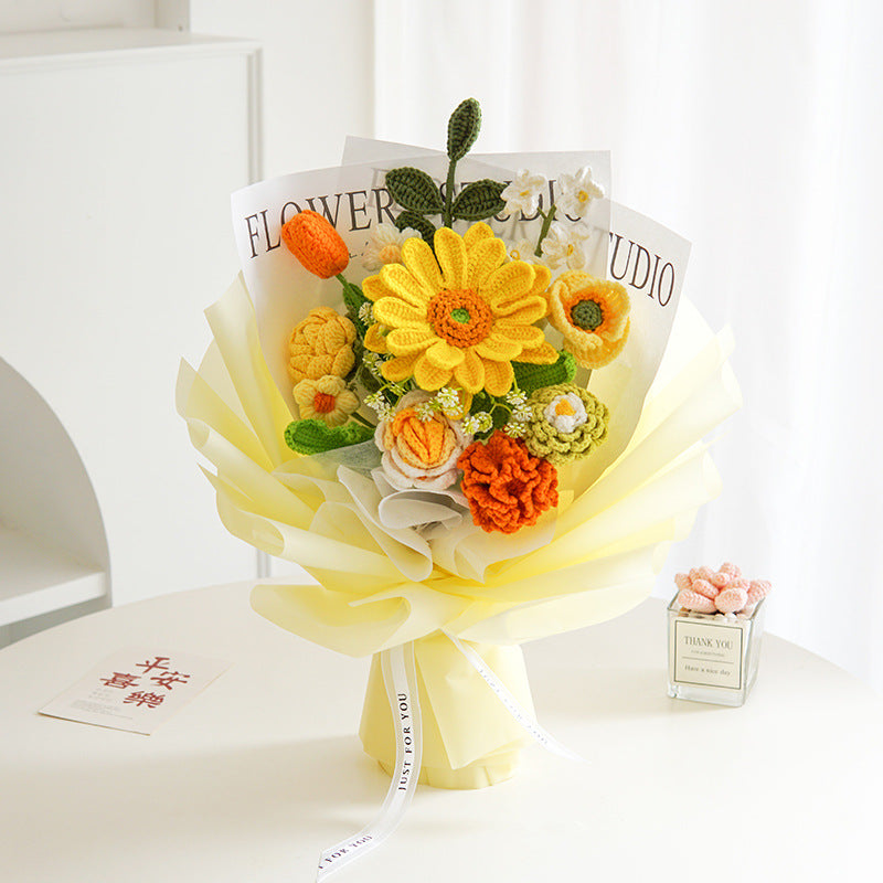 Sunflower Yarn Crochet Bouquet Fathers Day Gift