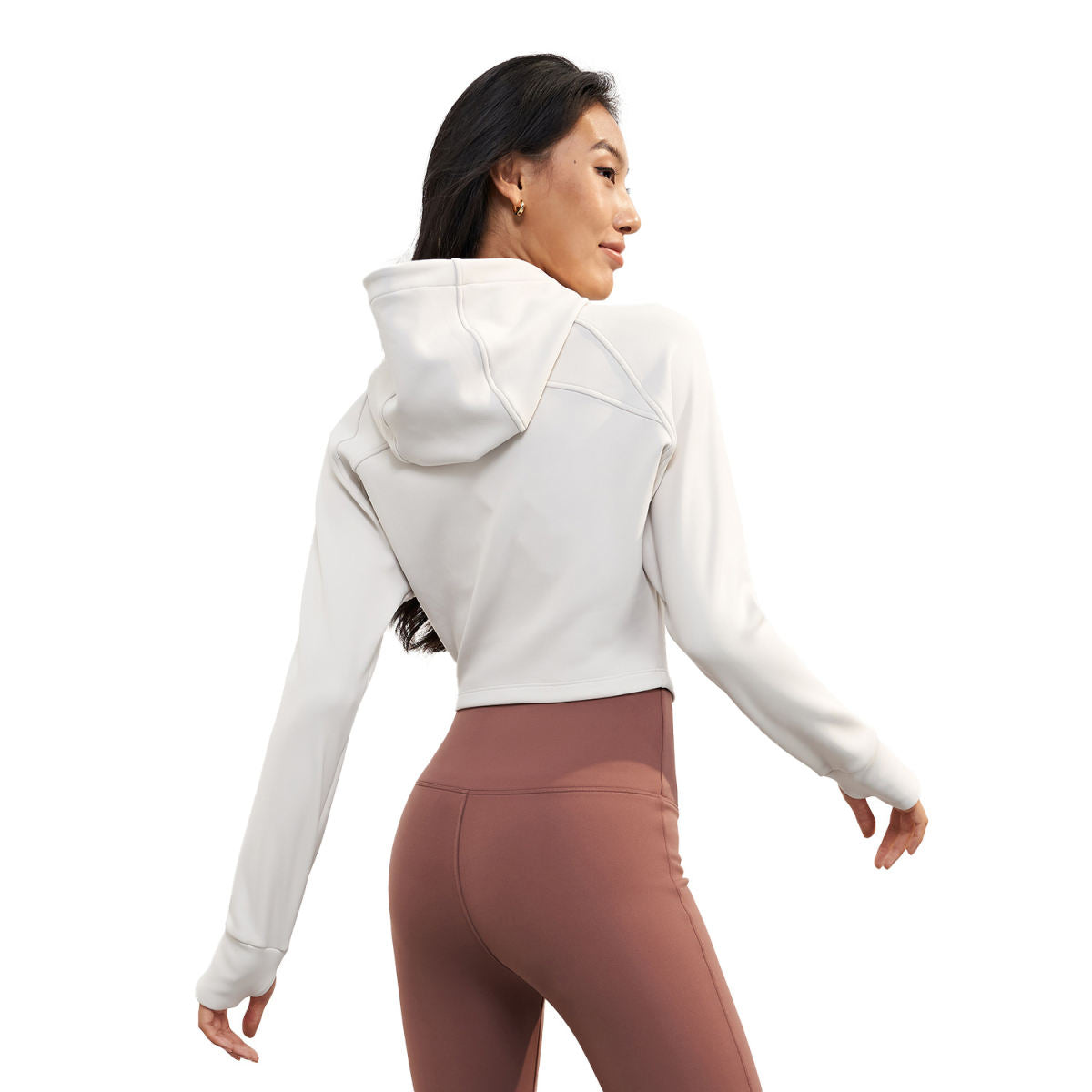 Fleece-lined Thickened Hooded Yoga Jacket Workout Top Short Outdoor Zipper Sportswear