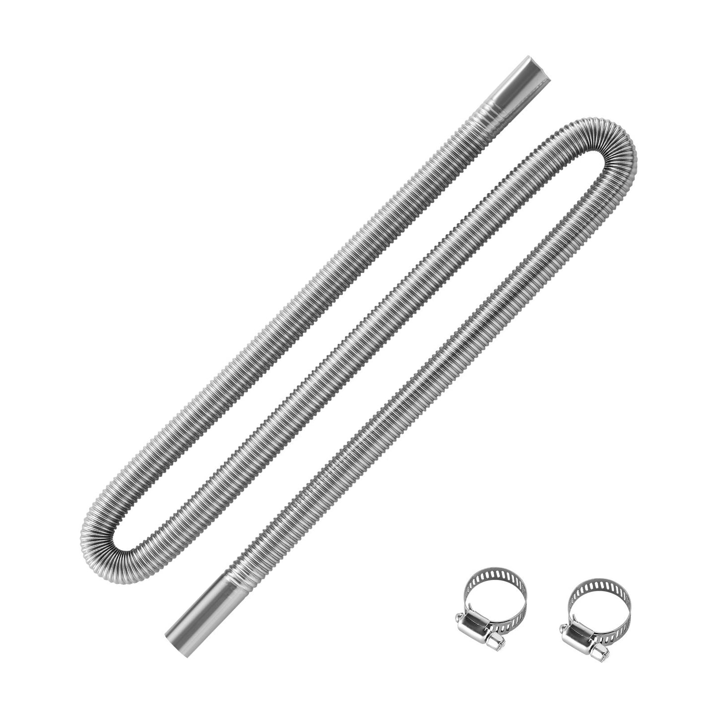 Exhaust Hose, 58.7 Inch Stainless Steel Exhausts Hose, Diesel Heater Flexible Exhaust Pipe With 2 Hose Clamps, Exhausts Hoses Kit Diesel Heater Accessories For 2KW 5KW 8KW Diesels Heaters