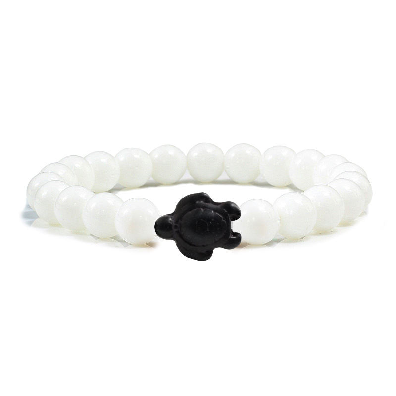 White Porcelain Stone Turtle Bracelet Loose Beads Elastic String Yoga Bracelet Pearl Hand Strap Elastic In Stock