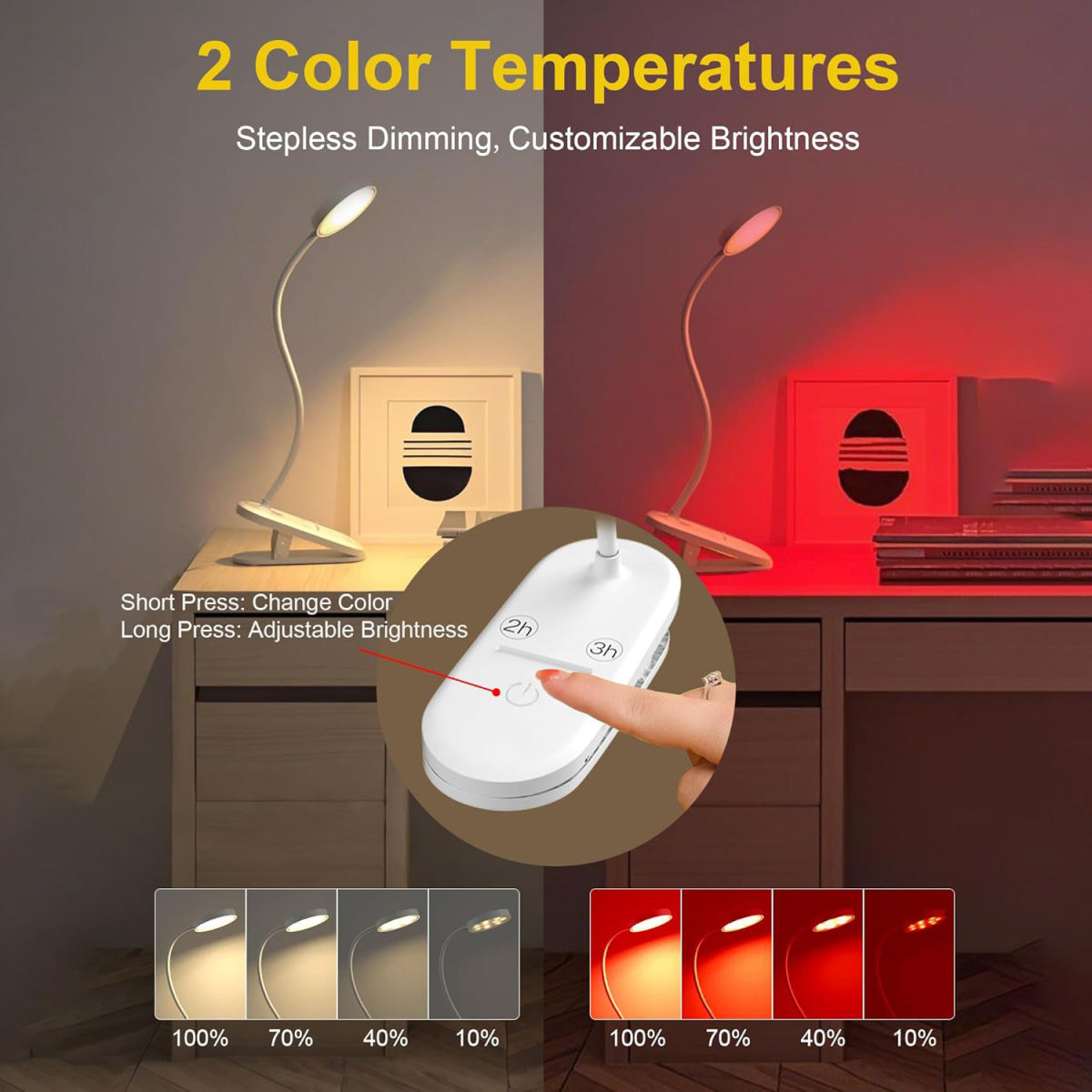 LED Eye Protective Bedside Touch Control Reading Desk Lamp