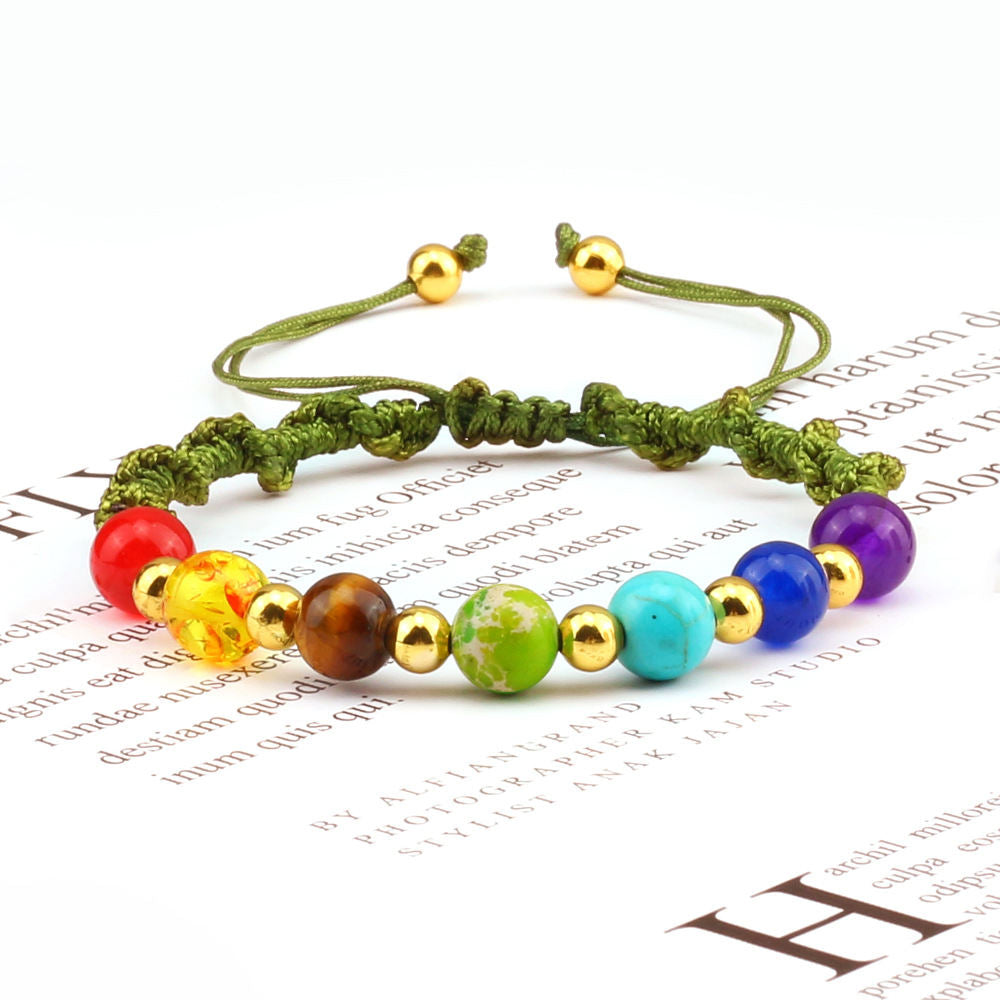 Colorful Stone Beads Bracelet Yoga Woven Hand Strap