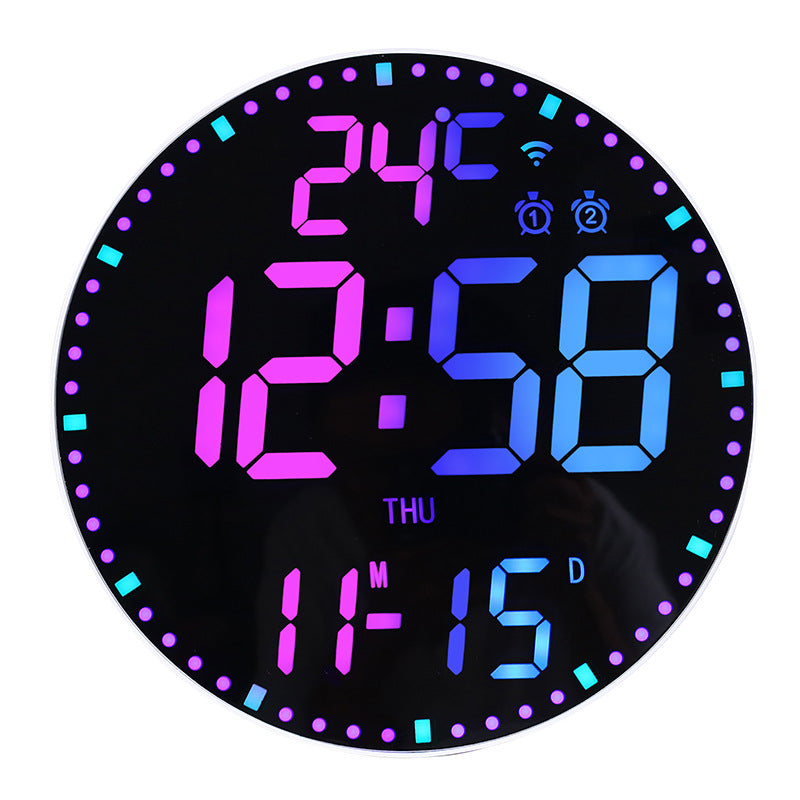 Smart WiFi Perpetual Calendar Digital Clock With RGB Color-Changing Wall Clock