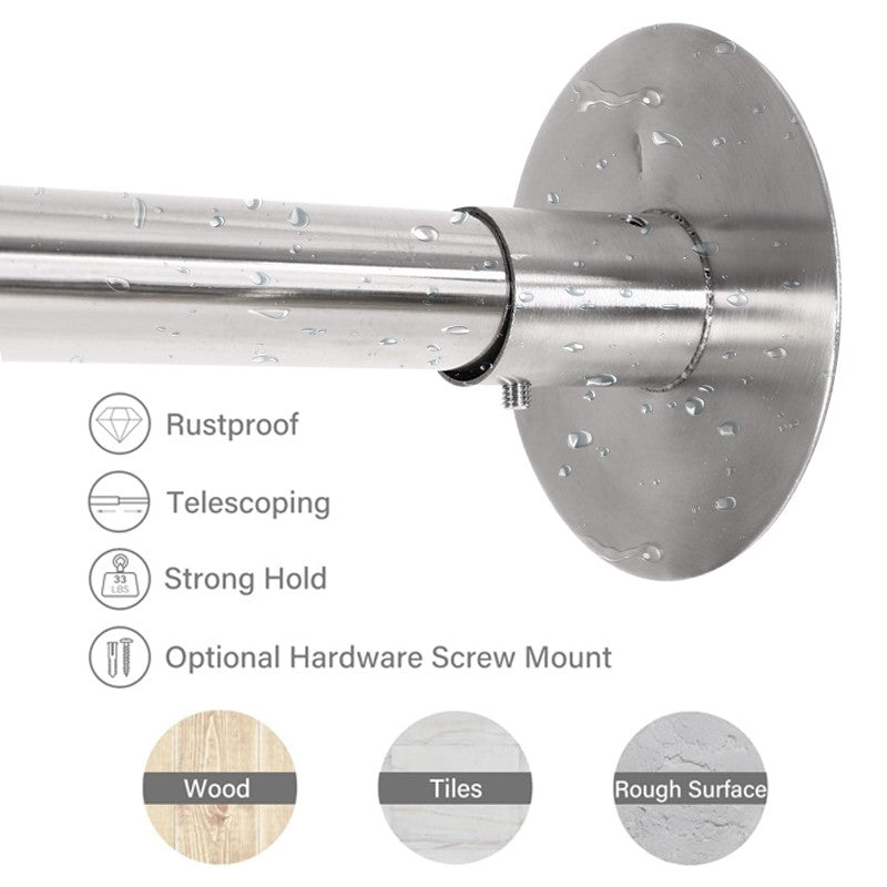 L Shape Shower Rail Rods Curtain Rod Wall Mounted Curved Bath Pole For Bathroom