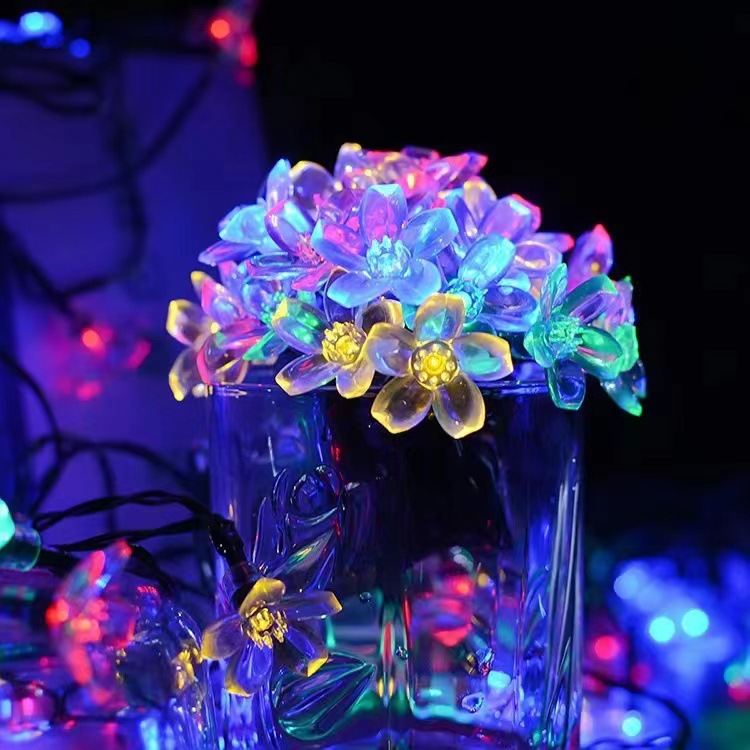 Solar-Powered Cherry Blossom String Lights For Outdoor Courtyard Decorations