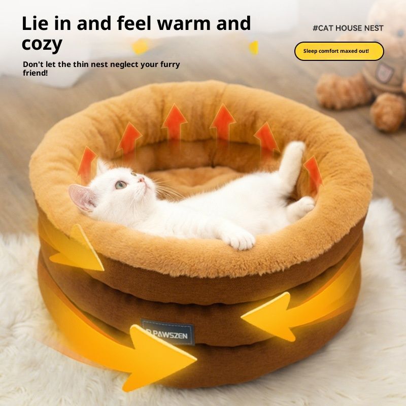 Round Pet Bed Winter Thickened Large Kennel
