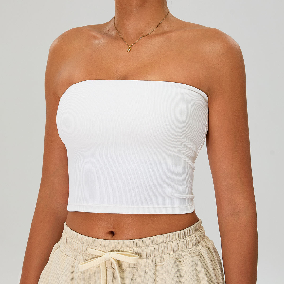New European And American-style Ribbed Strapless Yoga Wear
