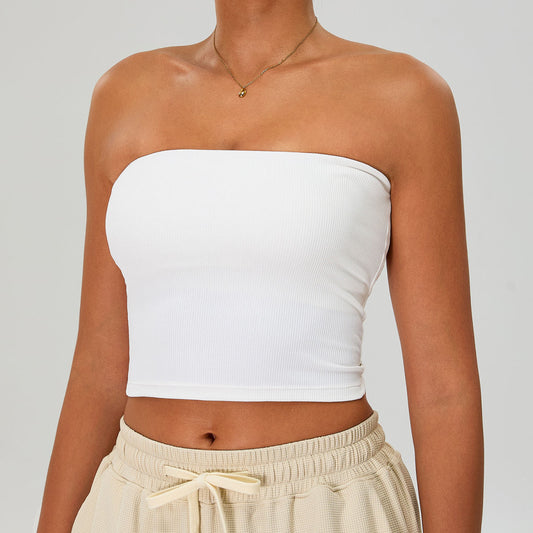 New European And American-style Ribbed Strapless Yoga Wear