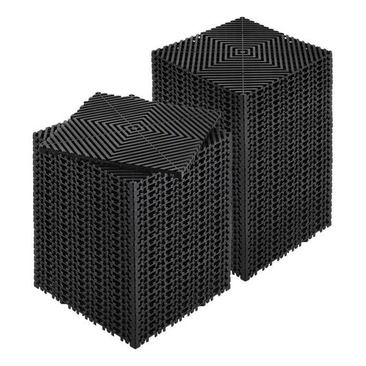 Interlocking Drainage Mat, 12” X 12” Modular Interlocking Cushion, 55 Pcs Splicing Drainage Mats, Non-Slip Black PP Drainage Floor Tile And Shower Mat, For Garage, Garden, Kitchen & Outdoor