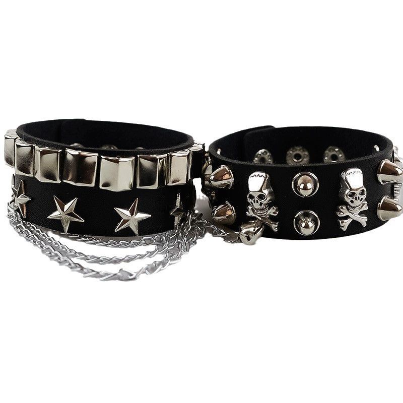 Hip Hop Accessories Hip Hop New Style Cool Girl Punk PU Leather Rivet Bracelet