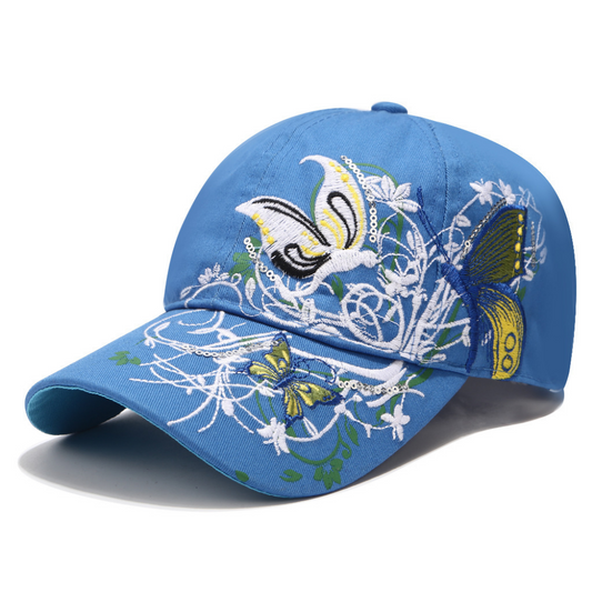 Summer Women's Embroidered Flower And Butterfly Sequin Fashion Trend Sun Hat For Outdoor Outings, Summer Shopping, Vacation - Versatile Hat