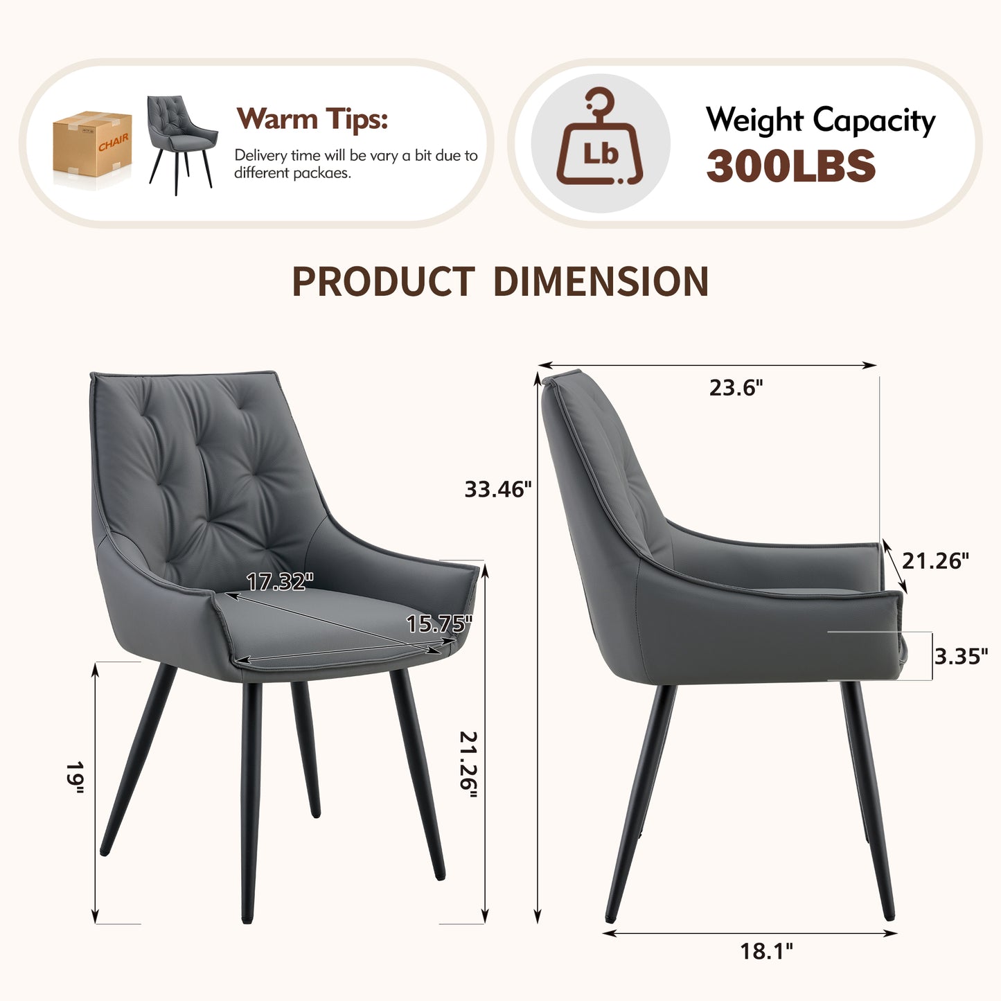 Dining Chairs Set Of 4, Dark Gray Faux Leather Dining Room Chair, Metal Kitchen Chairs With Gold Mesh Texture And Black Sanded Legs, Flat Back Upholstered Chair  Dark Gray, Set Of 4