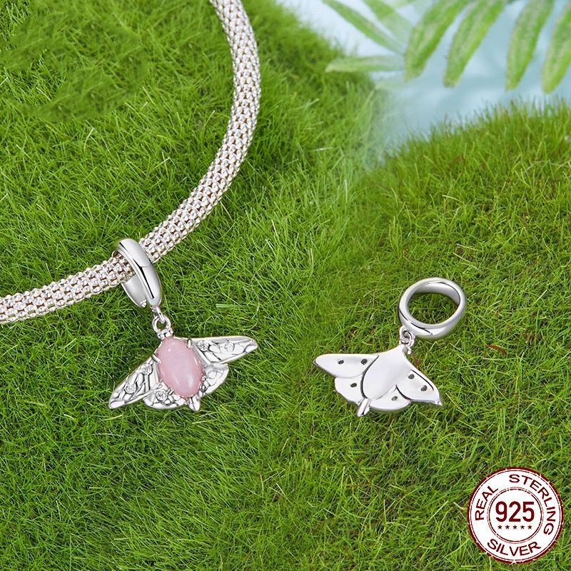 Moth Pendant Diy Beaded S925 Pure Silver Ornament Accessories