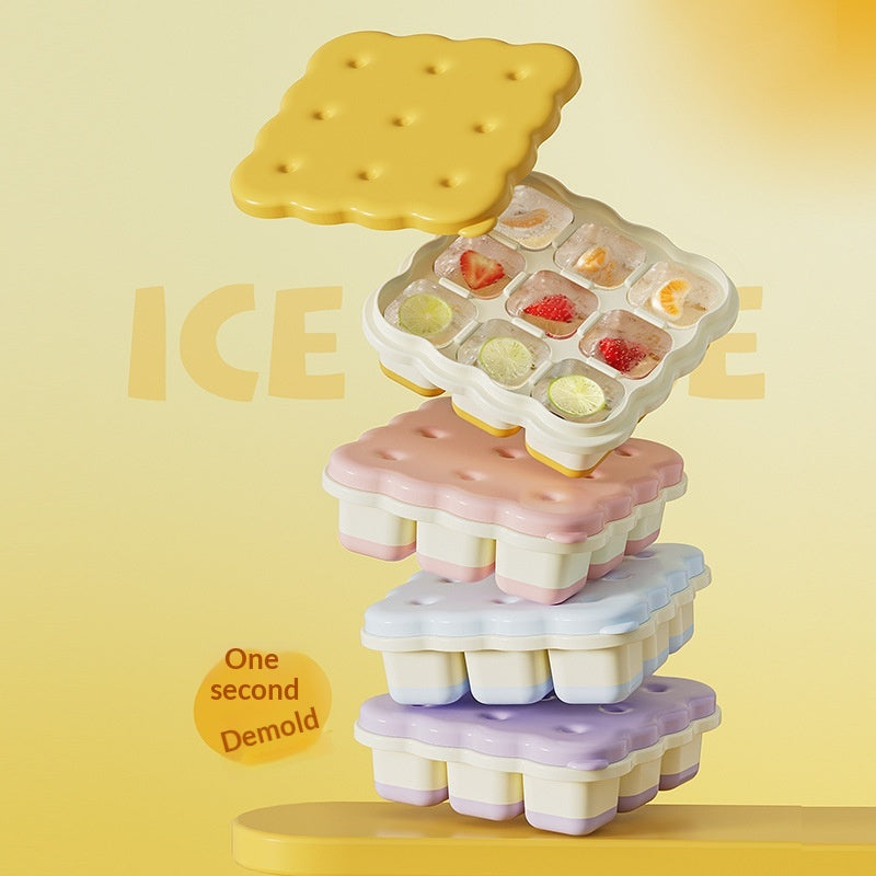 Creative Cookie-shaped Ice Cube Tray Mold Plastic Ice Mold With Lid Reusable Ice Cube Tray Drink Whisky Ice Coolers Ice Cube Maker Kitchen Bar Tools Gadgets