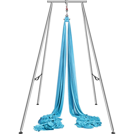Aerial Yoga Hängematte Mit Yogarahmen 12 X 2,6 M, Blau Yoga Swing Air Fliegen, Yoga-Schaukel Hammock Swing 250 Kg Max. Tragfähigkeit, Inkl. Yoga-Socken & Fußpolster, Anti-Gravity-Übungen