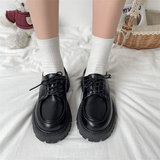 Black Large-size Leather Shoes Womens New Spring Autumn Style