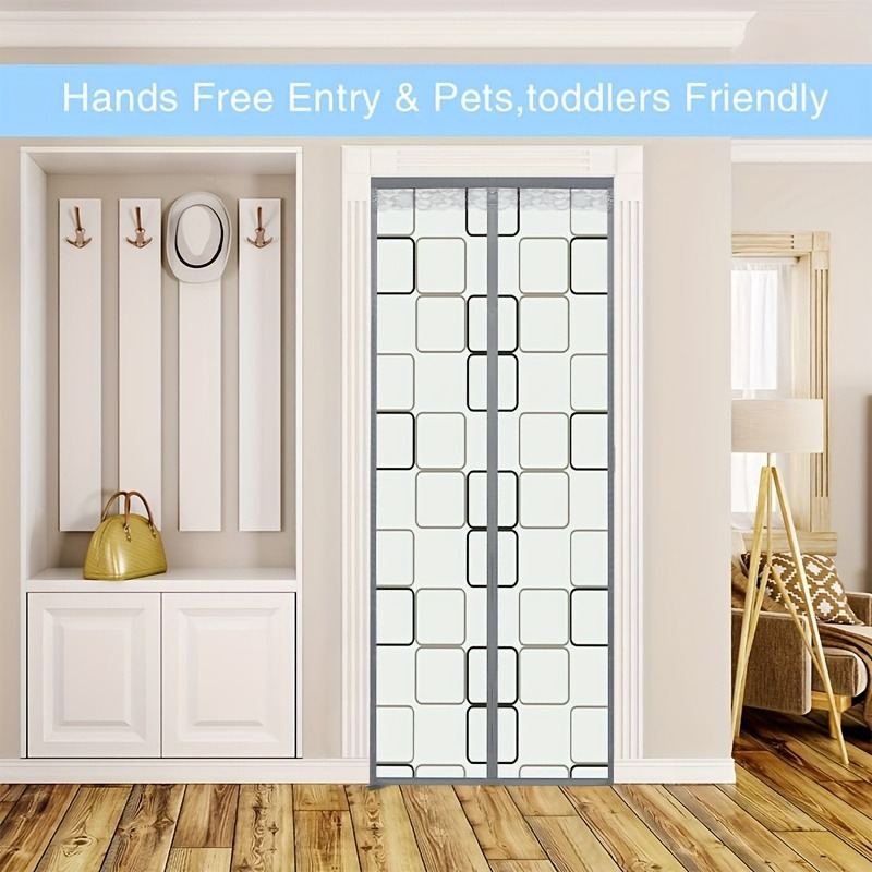 Magnetic Self-Closing EVA Thermal Insulation Door Curtain With Lace Top & Weighted Bottom, Windproof Anti-Mosquito Energy Saving Air Conditioner Screen Door Partition For Bedroom, Kitchen, Balcony, Ho