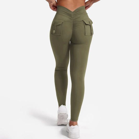 Peach Hip Yoga Pants Pocket Sweet Cool Workwear For Women