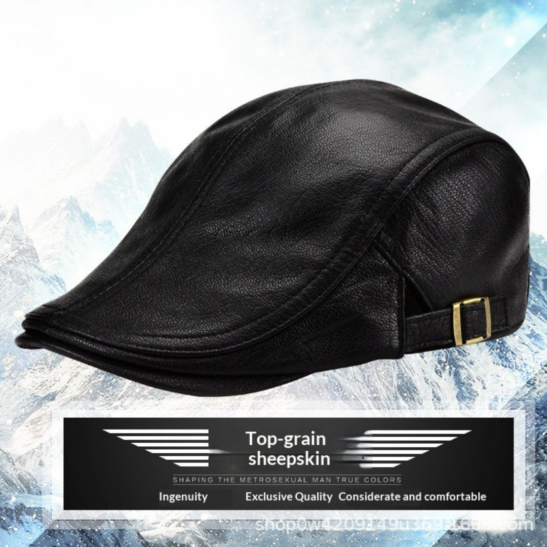 Mens Thin Korean-Style Leather Hat For Autumn And Winter Perfect For Middle-Aged And Older Gentlemen