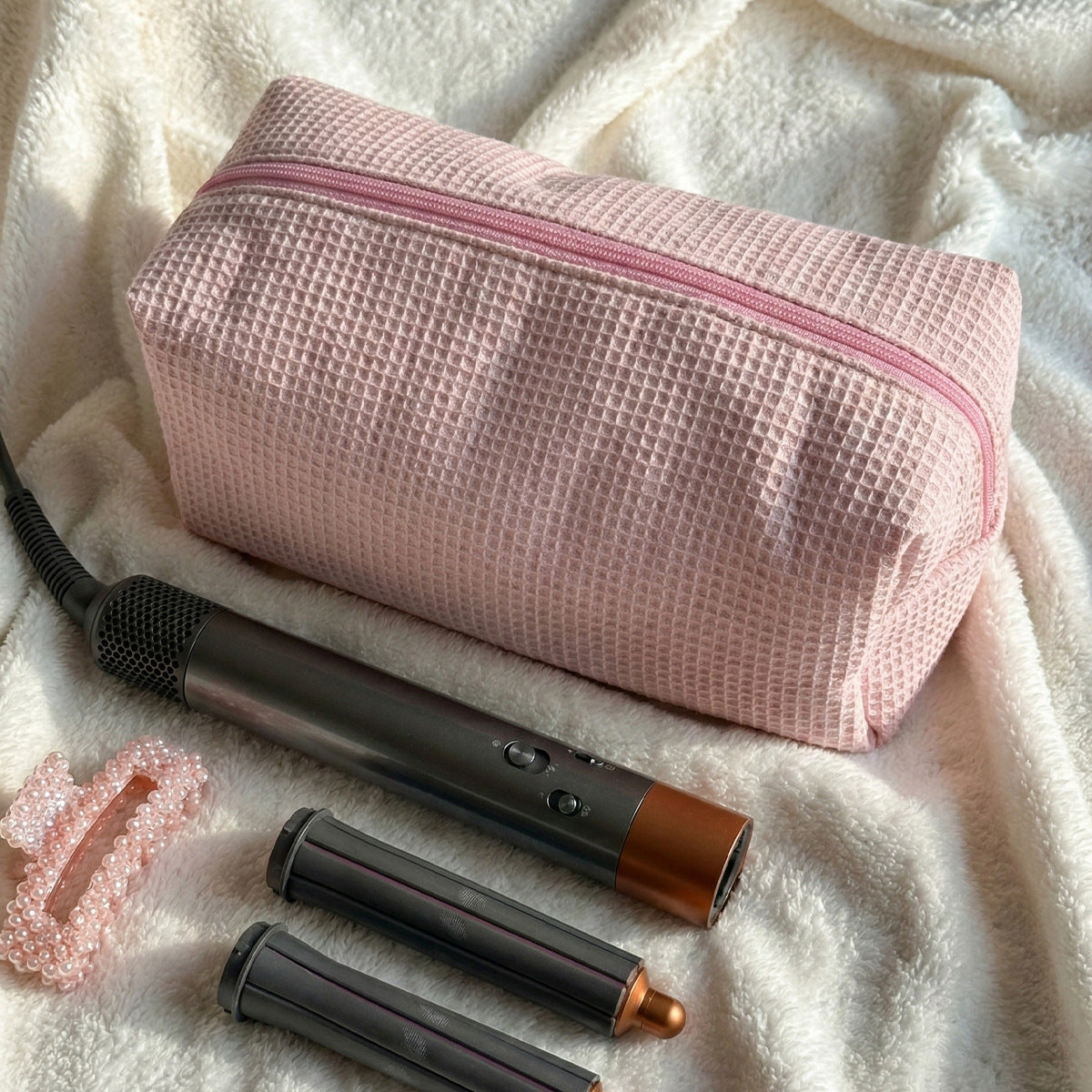 Simple Cotton-Lined Large Capacity Hair Dryer Storage Bag For Makeup