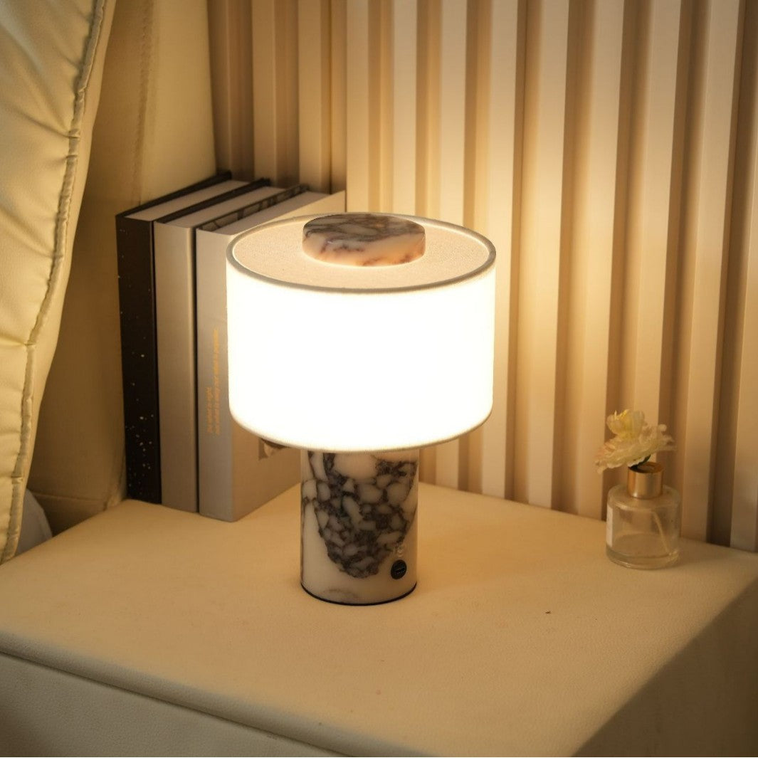 Portable Luxury Stone Atmosphere Charging Table Lamp For Bedroom And Study Room