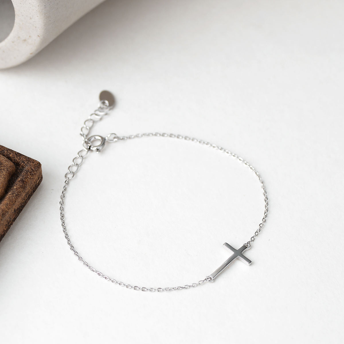 All-matching Simple Accessories S925 Sterling Silver Cross Bracelet