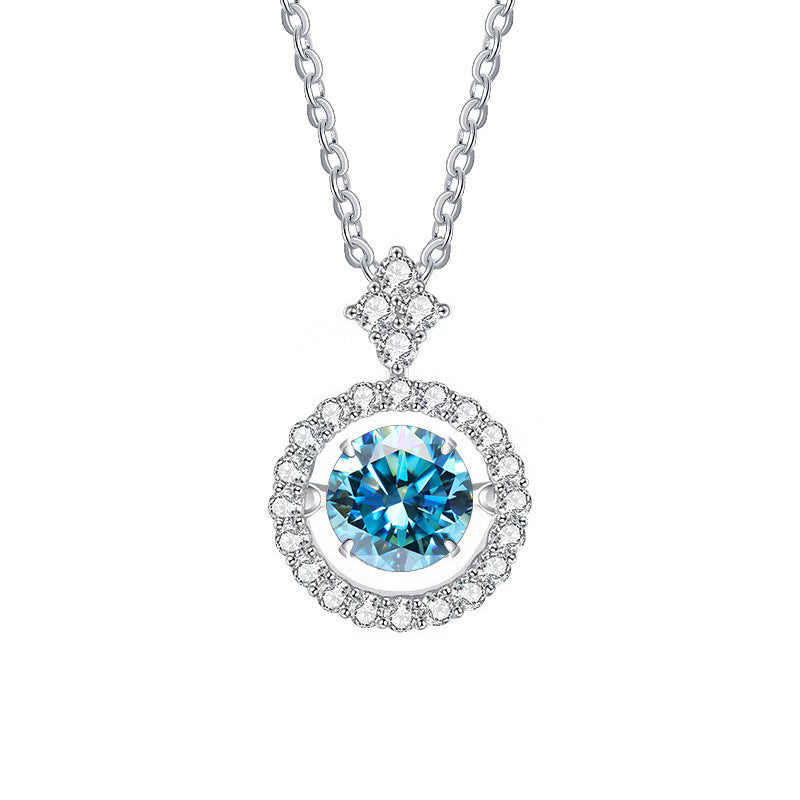 Live Hot S925 Sterling Silver Pulsatile Heart Moissanite Pendant Female Light-chasing Smart Clavicle Chain Moissanite Necklace