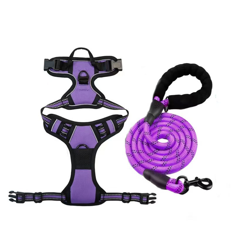 Multi-layer All-in-one Pet Dog Harness and Leash Set - Durable Nylon Walking Rope for Small Medium Large Dogs Outdoor Training