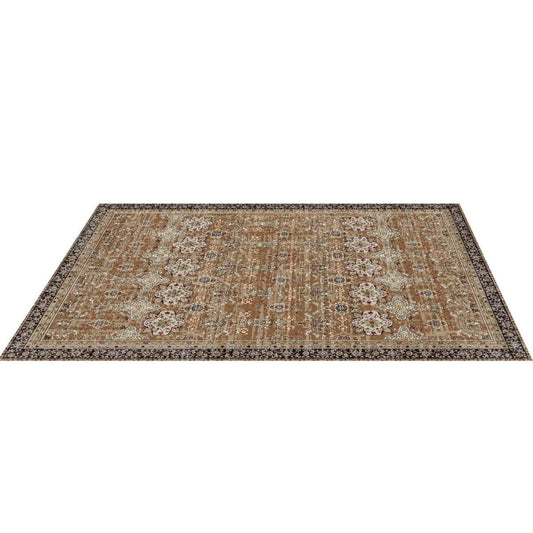 Area Rug, 9 X 12 Ft Large Washable Rug, Non-Slip And Tear-Resistant Soft Carpet, Pet & Child Friendly Vintage Area Rugs, Indoor Mat For Bedroom, Living Room, Kids Room, Office, Brown Green