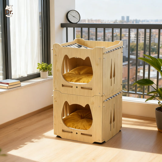 Four-season Stackable Wooden Cat Bed For Home Use