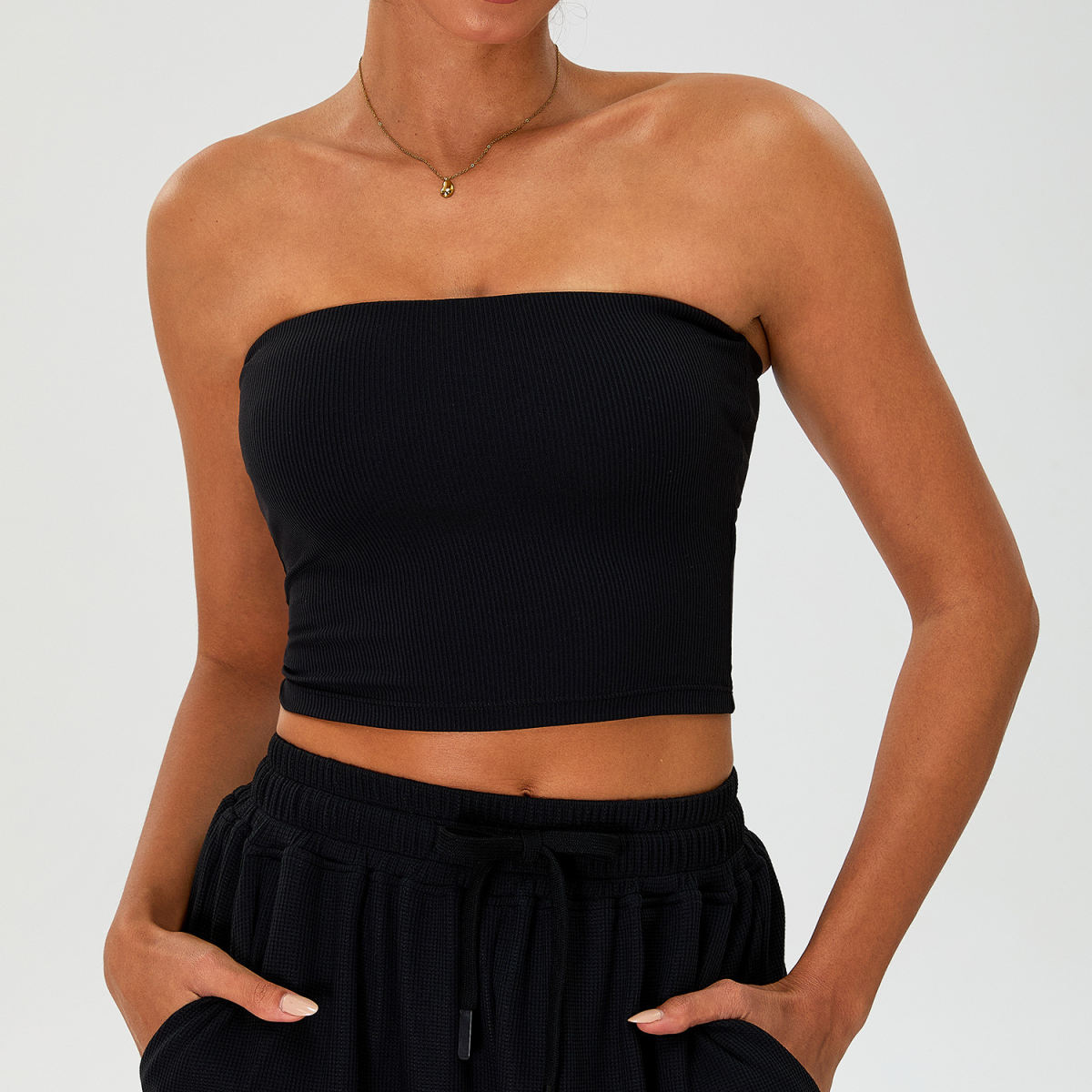 New European And American-style Ribbed Strapless Yoga Wear