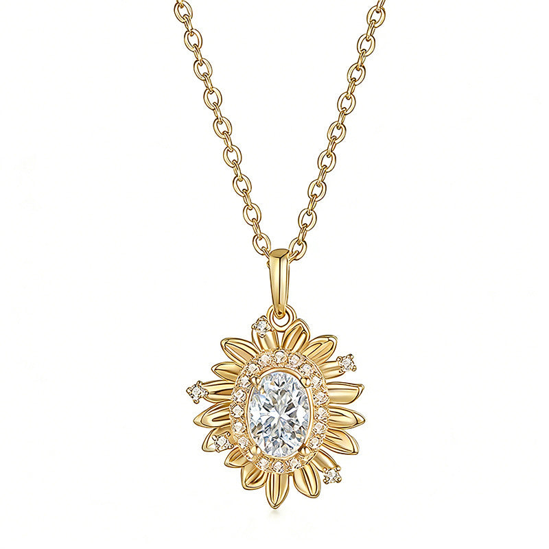 S925 Sterling Silver 5x7mm Oval Moissanite D Aisy Necklace 45cm D Color VVS1 Platinum Gold Plated GRA Certified Gift Box