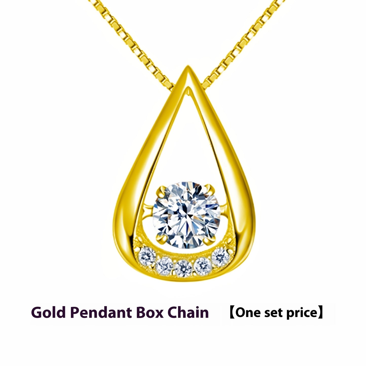 White Gold Plated Drop-shaped Diamond-embedded Smart Pendant Necklace