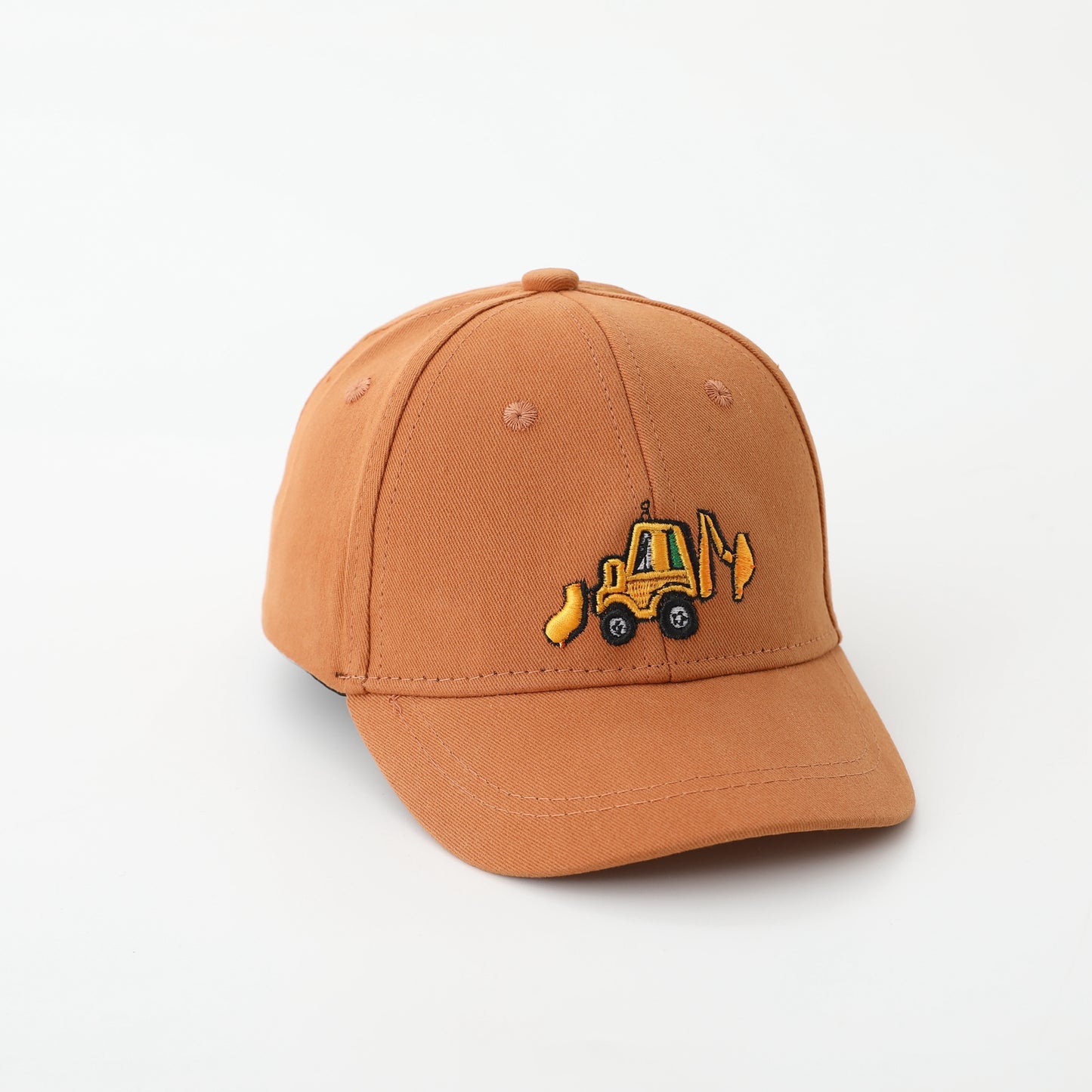 Monochrome Excavator Embroidered Korean-style Simple And Casual Children's Baseball Cap For Outdoor Activities And Shopping